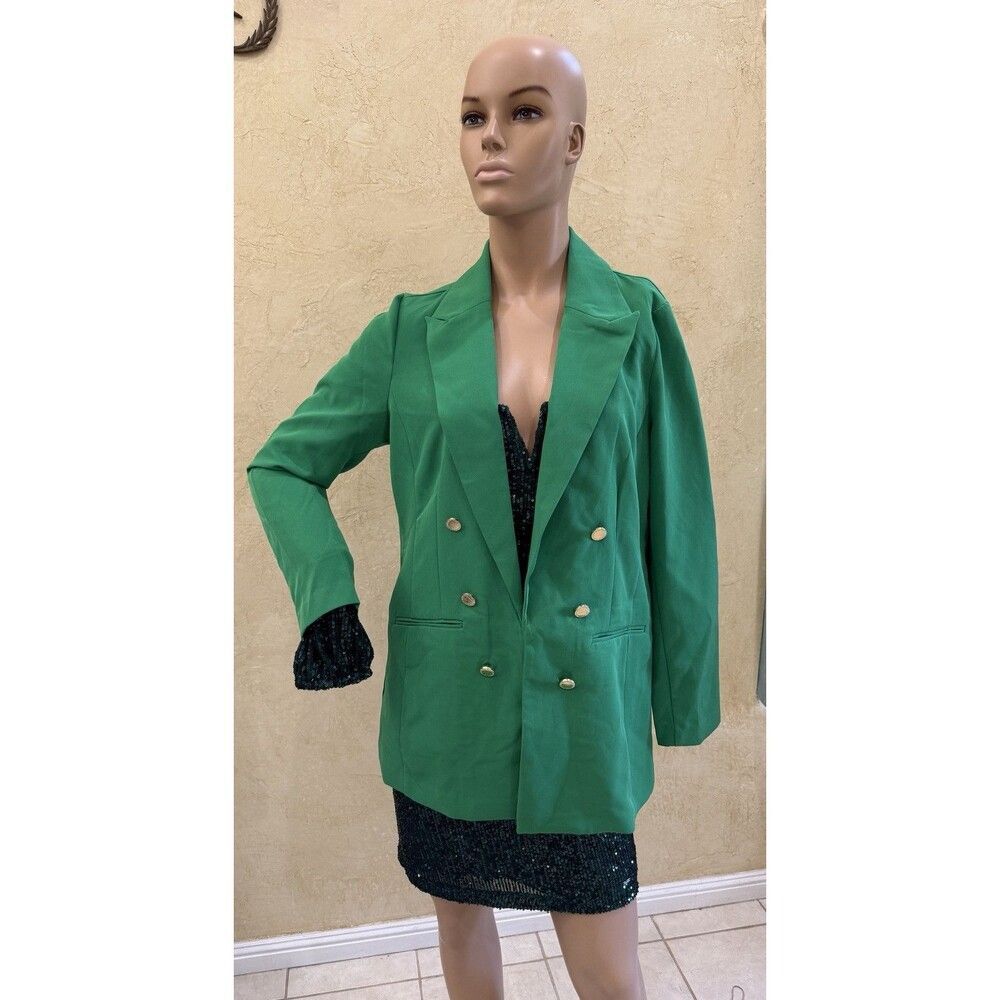 MARC NEW YORK OPEN FRONT GOLD BUTTON BLAZER Jacket green Size M